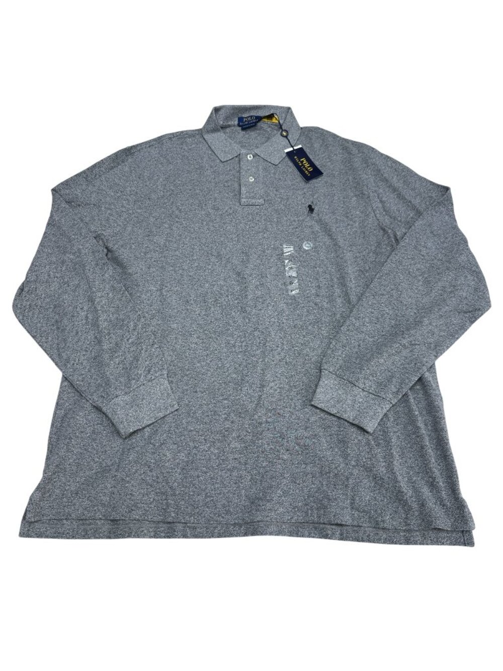 NWT Polo Ralph Lauren Men's XXL Custom Slim Fit Two Button Gray LS Polo Shirt